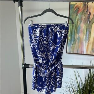 Lilly Pulitzer Royal Blue & White High-Waist Shorts Romper